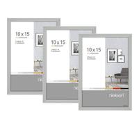 Nielsen Pixel 3 Pack, 10 X 15 Cm (4X6In) Photo Frame, Frosted Silver With Float Glass And Push/turn Clips