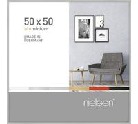 nielsen Pixel Aluminium Picture Frame - Frosted Silver 50x50cm - with Float Glass and Easy Push-Turn Clips