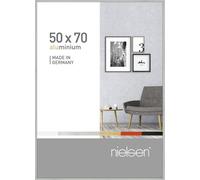 Nielsen Pixel 50 X 70 Cm Picture Frame, Frosted Silver With Float Glass And Push/turn Clips