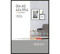 nielsen Pixel Aluminium Picture Frame - Frosted Black A2, 42x59.4cm - with Float Glass and Easy Push-Turn Clips