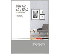 nielsen Pixel Aluminium Picture Frame - Frosted Silver A2, 42x59.4cm - with Float Glass and Easy Push-Turn Clips