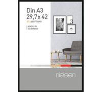 nielsen Pixel Aluminium Picture Frame - Frosted Black A3, 29.7x42cm - with Float Glass and Easy Push-Turn Clips