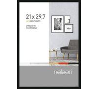 nielsen Pixel Aluminium Picture Frame - Frosted Black A4, 21x29.7cm - with Float Glass and Easy Push-Turn Clips