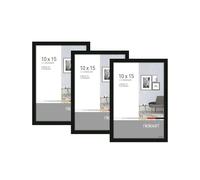 nielsen Pixel Aluminium Picture Frame - Frosted Black 4x6in, 10x15cm (Pack of 3) - with Float Glass and Easy Push-Turn Clips