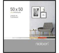 nielsen Pixel Aluminium Picture Frame - Frosted Black 50x50cm - with Float Glass and Easy Push-Turn Clips