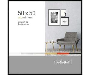 nielsen Pixel Aluminium Picture Frame - Frosted Black 50x50cm - with Float Glass and Easy Push-Turn Clips