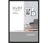 nielsen Pixel Aluminium Picture Frame - Frosted Black A4, 21x29.7cm - with Float Glass and Easy Push-Turn Clips