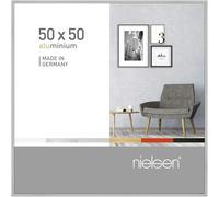 nielsen Pixel Aluminium Picture Frame - Frosted Silver 50x50cm - with Float Glass and Easy Push-Turn Clips