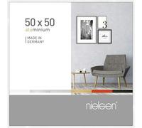 nielsen Pixel Aluminium Picture Frame - Glossy White 50x50cm - with Float Glass and Easy Push-Turn Clips