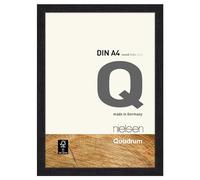nielsen Quadrum Wooden Picture Frame - Black Veneer A4, 21x29.7cm - with Float Glass and Easy Push-Turn Clips - for Photos and Art