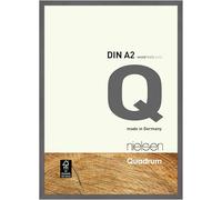 nielsen Quadrum Wooden Picture Frame - Grey A2, 42x59.4cm - with Float Glass and Easy Push-Turn Clips - for Photos and Art