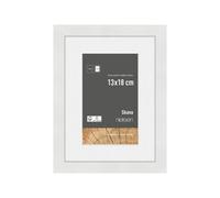 nielsen Skava Wooden Picture Frame White 13x18cm with White Mount to fit 9x13cm photo, Float Glass and Push and Turn Clips