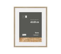 nielsen Skava Wooden Picture Frame Oak 40x50cm with White Mount to fit 30x40cm photo, Float Glass and Push and Turn Clips