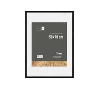 nielsen Skava Wooden Picture Frame Black 50x70cm with White Mount to fit 40x60cm photo, Float Glass and Push and Turn Clips