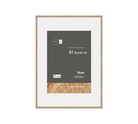 nielsen Skava Wooden Picture Frame Oak A1, 59.4x84.1cm with White Mount to fit A2 photo, Float Glass and Push and Turn Clips
