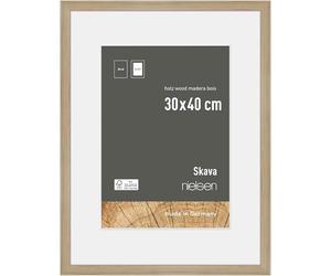 nielsen Skava Wooden Picture Frame - Oak 30x40cm with White Mount to fit A4 photo - Float Glass and Easy Push-Turn Clips