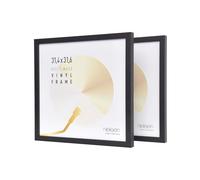 nielsen Vinyl Record Display Frame - Black Wood 31x31x2.5cm - fits Double LPs (Pack of 2) - with Easy Push-Turn Clips