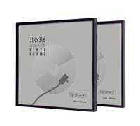 nielsen Vinyl Record Display Frame - Matt Black Aluminium 31x31x2.5cm - fits Double LPs (Pack of 2) - with Easy Push-Turn Clips