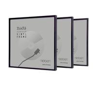 nielsen Vinyl Record Display Frame - Matt Black Aluminium 31x31x2.5cm - fits Double LPs (Pack of 3) - with Easy Push-Turn Clips