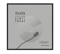 nielsen Vinyl Record Display Frame - Matt Black Aluminium 31x31x2.5cm - fits Double LPs - with Easy Push-Turn Clips
