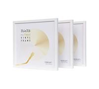 nielsen Vinyl Record Display Frame - White Wood 31x31x2.5cm - fits Double LPs (Pack of 3) - with Easy Push-Turn Clips