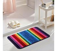 NIENLCIP Bath Rugs for Bathroom Rainbow Bathroom Rugs Colorful Microfiber Plush Bath Mat Soft and Absorbent Bath Carpet Non-Slip Backing 50x80