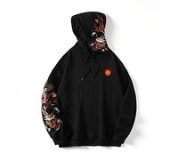 Niepce Inc Japanese Streetwear Men's Dragon Embroidery Hoodie, Black-dragon, S