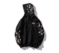 Niepce Inc Japanese Streetwear Men's Dragon Embroidery Hoodie, Black-magpie, S