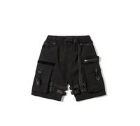 Niepce Inc Japanese Streetwear Techwear Cargo Shorts for Men, Black-s429, Medium