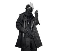 Niepce Inc Japanese Techwear Streetwear Zip Up Trench Coat Men, Black-j34, XL