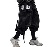 Niepce Inc Men's Japanese Streetwear Techwear Cargo Pants with Design, Black, XXL