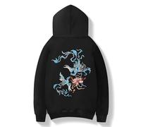 Niepce Inc Novelty Graphic Embroidered Hoodies for Men, Black-phoenix, L
