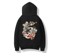Niepce Inc Novelty Koi Embroidered Hoodies for Men, Black, XL