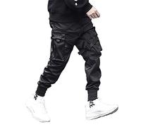 Niepce Inc Streetwear Men's Techwear Pants with Straps, Black-1, Large