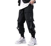Niepce Inc Streetwear Men's Techwear Pants with Straps, Black9, Medium