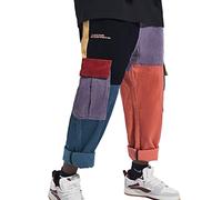 Niepce Inc Streetwear Patchwork Cargo Pants for Men, Muti-color1, Medium