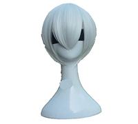 NieR:Automata 9S Wig YoRHa No.9 Model S Wigs Short White Mixed Heat Resistant Synthetic Hair Cosplay Wig + Wig Cap