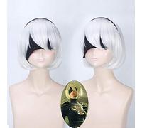 Nier:automata Wigs Yorha No.2 Type B 2byorh 2a 9s 2b Cosplay Wig Short Synthetic Hair Halloween Party Costume Wig Anime White