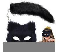 Niesel Animal Masquerade and Tail Set,Animal Tail Set - Role Play Outfit Costume for Women Carnival