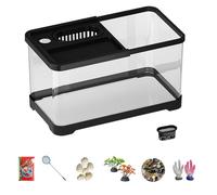 Niesel Aquarium Starter Kit | LED Small Fish Tank Kit With Decoration Accessories - High-transparent Glass Aquarium Decoration Set for Desktop Home Den Dorm Living Room
