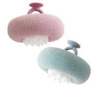 Niesel Body Sponges with Sunflower Design - 2 in 1 Loofah - 2 Pieces Suction Cup Mesh Ball for Women Men Bath Time After Training Gym Travel Home Hotel Spa