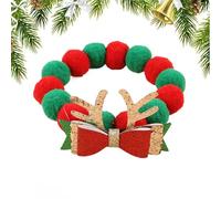 Niesel Christmas Cat Collar | Cute Bow Plush Ball Cat Tie Collar,Adjustable Pet Necklace Accessories Colorful Dog Outfit Decorations Soft Cat Costume for Kitty Puppies