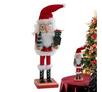 Niesel Christmas Santa Nutcracker | 27cm Wooden Desktop Santa Nutcracker - Holiday Decoration Seasonal Table Centerpiece for Home Office Hotel Study Room School Entrance Party