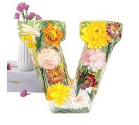 Niesel Floral Resin Night Light Letter with LED, Pressed Flower Letters, Decorative Resin Lamp with Initial & Dry Flower