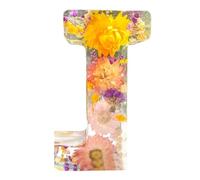 Niesel Floral Resin Night Light - Pressed Flower Letters with LED, Decorative Lamp with Initial & Dry Flowers