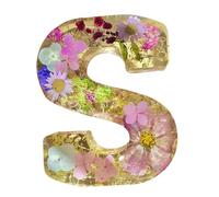 Niesel Floral Resin Night Light with LED and Pressed Flower Letters - Decorative Lamp with Initial and Dry Flowers