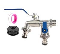 Niesel Garden Hose Distributor, 2-Way, Robust, 2-Way Spout System with Tap Adapter, Rust-Resistant Metal Irrigation Parts for Garden, Camping, Greenhouse, Car Washing