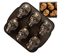 Niesel Halloween Skull Baking Mold, 3D Metal Skeleton Cake Mold, Skull Baking Pan, Aluminum Skull Chocolate Molds, Halloween Skull Baking Cake Tins Pan, 3D Skull Mold Baking Pan 3D Skull Mold