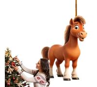 Niesel Horse Ornaments for Christmas Tree - Acrylic Hangings Horse Figurines,2D Cute Christmas Horse Hangings Ornament for Horse Lover Farm Animal Decoration for Tree