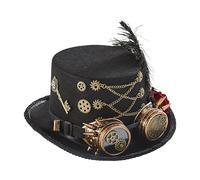 Niesel Top Hat Steampunk Costume Hat with Goggles, Felt Headgear, Adjustable Costume Outfit for Women, Men, Adults, Teenagers